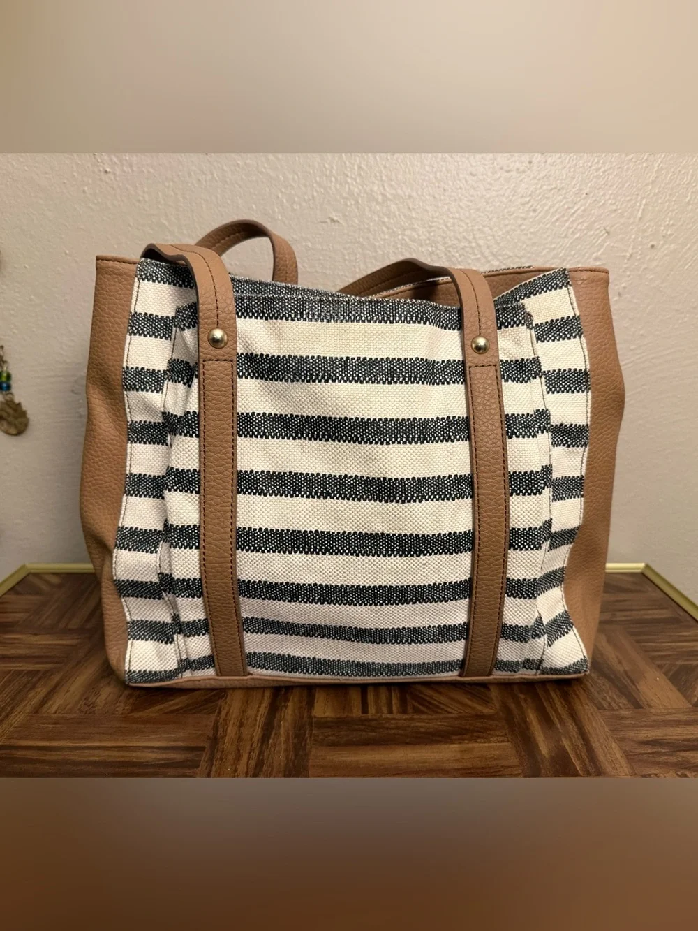 Relic by Fossil Striped Canvas Tote Handbag Purse